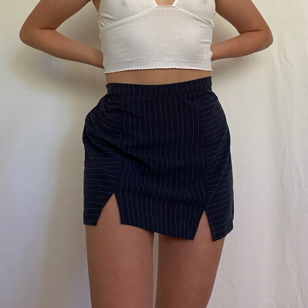 Urban Outfitters dark navy pinstriped skirt